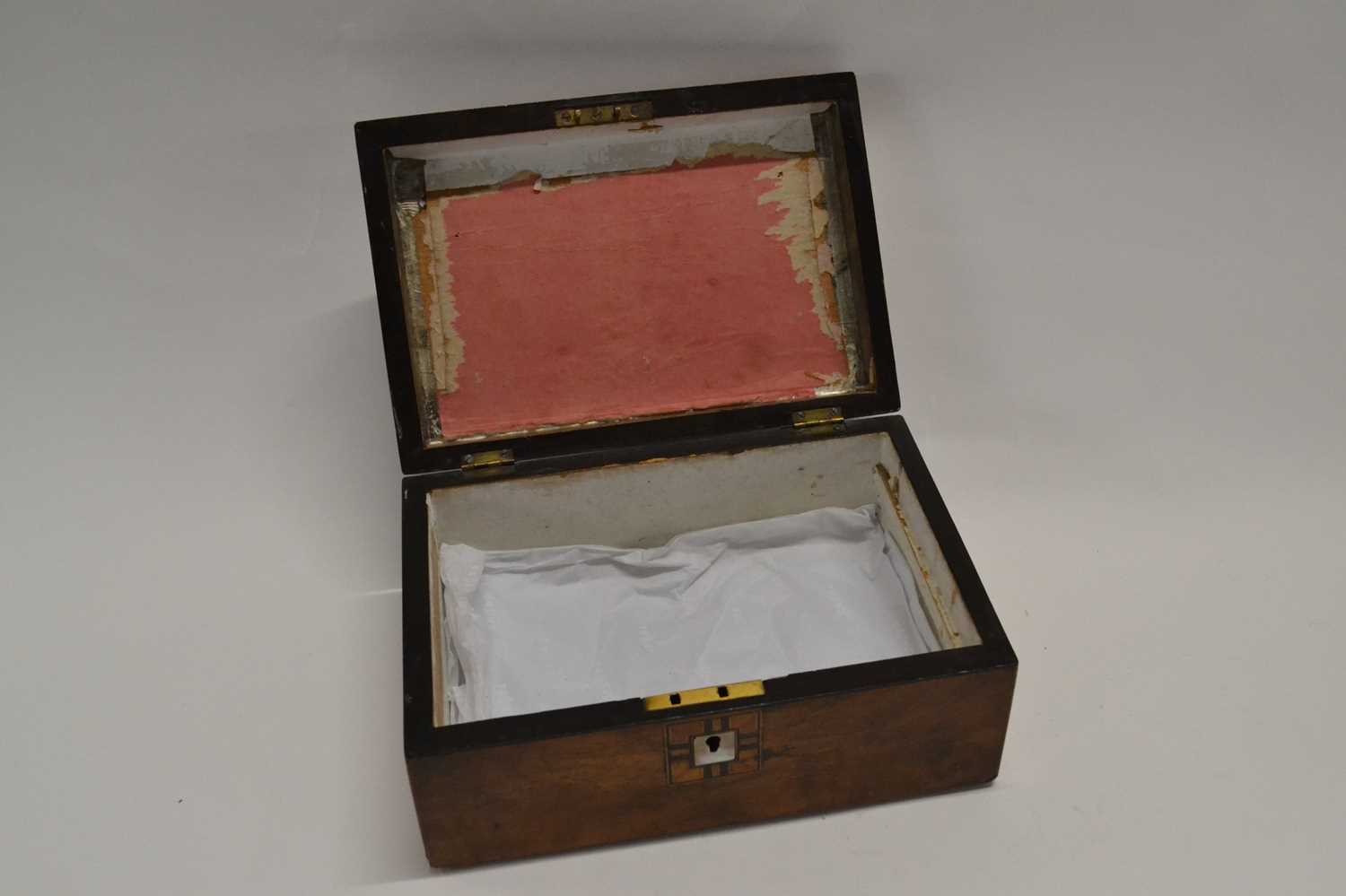 A 19th Century box with mother of pearl inlay to top, 25cm long - Image 2 of 2