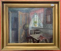 Robert Panitzsch (Danish, 1879-1949), Kitchen interior, oil on canvas, signed, 48x59cm, framed.