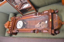Large late 19th Century Gustav Becker Vienna style twin weight wall clock in architectural carved