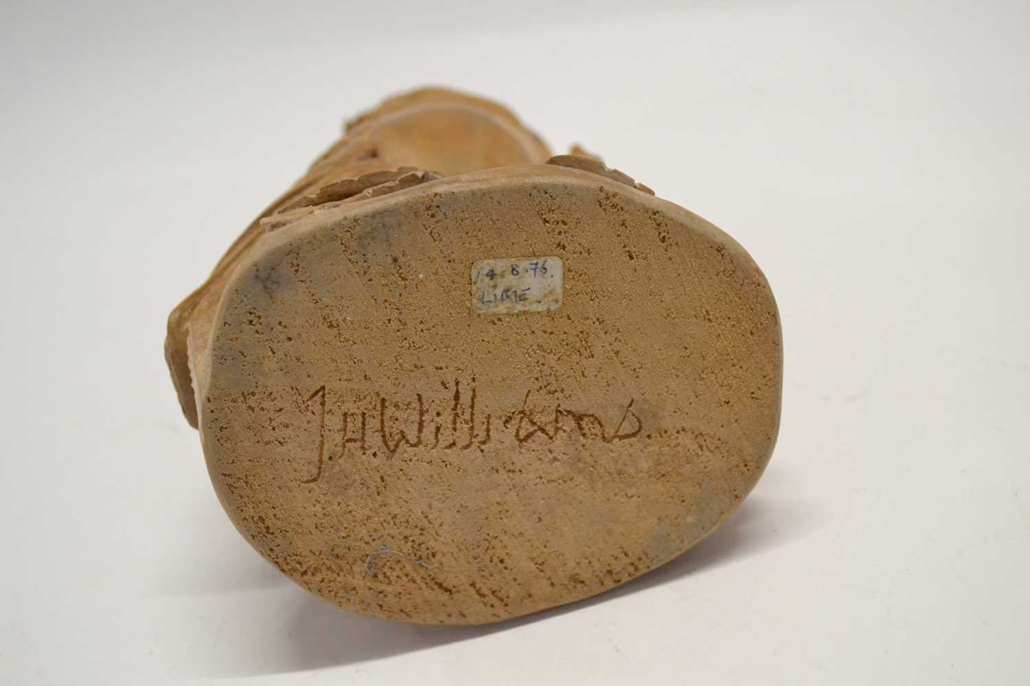 A carved wooden model of a Kingfisher, the base signed J H Williams, 18cm high - Image 3 of 3