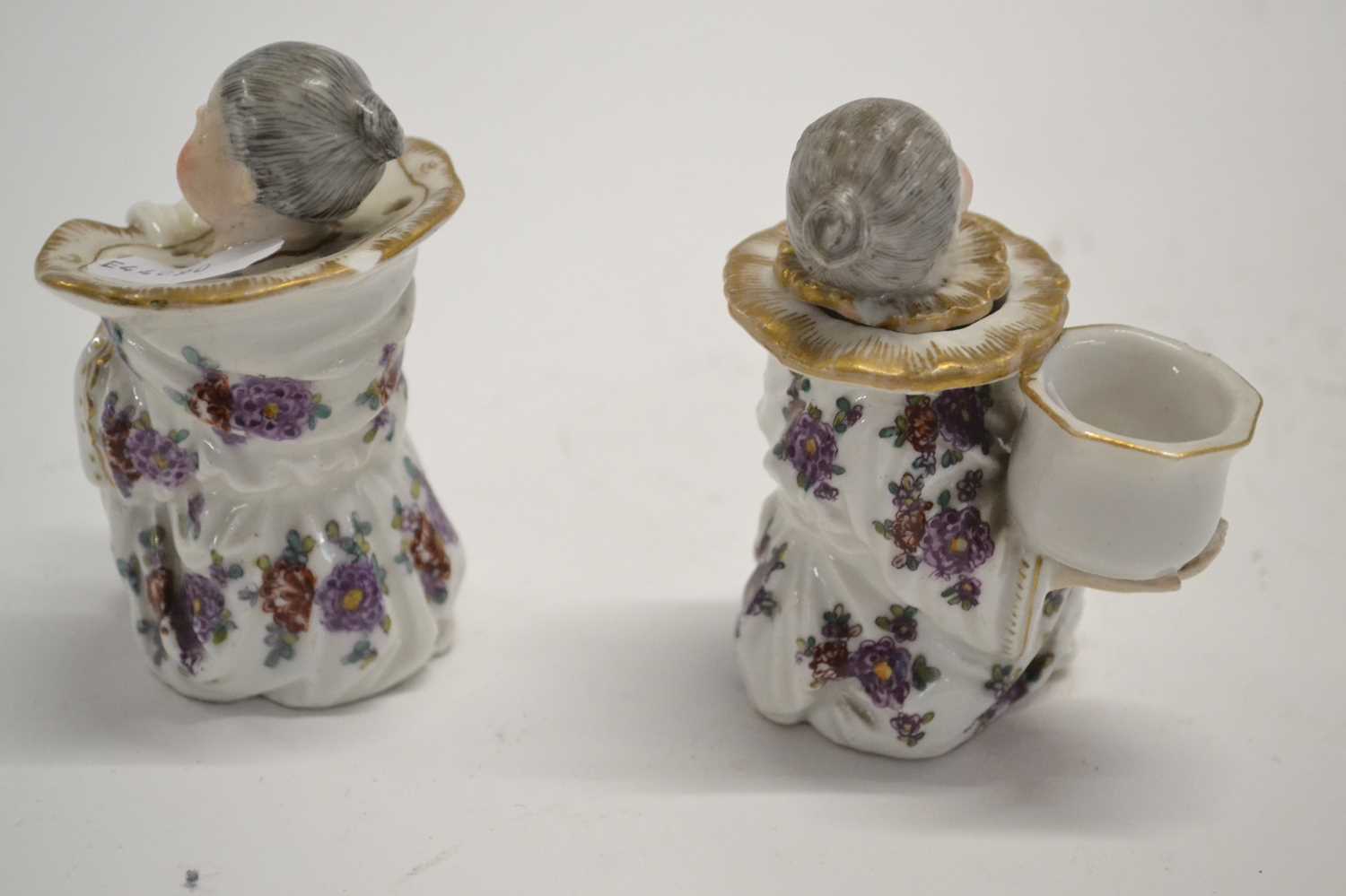 A pair of late 19th Century nodding figures modelled as ink wells or cruet - Image 2 of 4