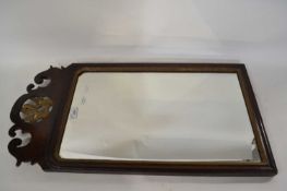 Georgian walnut fretwork framed and gilt finish wall mirror with rectangular mirror plate, 77cm
