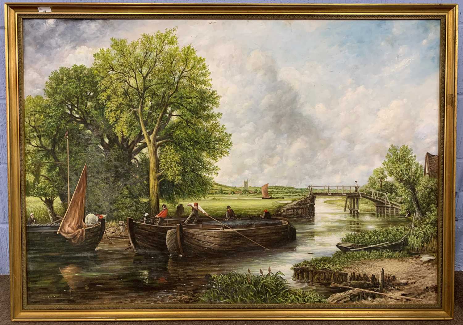 After John Constable (1776-1837) "View on the Stour", oil on board, unsigned, 130x90cm, framed