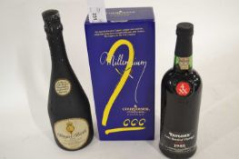 Taylors Vintage Port 1985, 70cl, Courvoisier Millenium 2000 Cognac, 70cl, boxed, and 'Royal Birth'