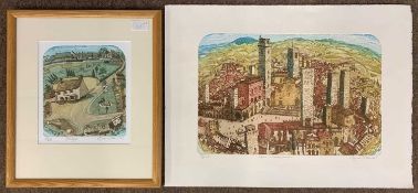 Glynn Thomas (British, b.1946), Pair of etchings with aquatint 'Snape', numbered 68/200, framed