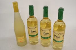 Senorio Llanos White Wine, 3 bottles and Moscatel Wine, 1 bottle