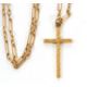 A fancy link cross and chain, the cross pendant with engraved decoration to one side and stamped 9ct - Image 1 of 3