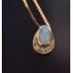 A 9ct opal and diamond pendant necklace, the oval opal cabochon in a pear shape mount with diamond - Image 2 of 4