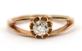 A 9ct single stone diamond ring, the round old European cut diamond, estimated approx. 0.33cts, claw