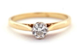 An 18ct solitaire ring, the round brilliant cut diamond, estimated approx. 0.33cts, with plain