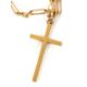 A fancy link cross and chain, the cross pendant with engraved decoration to one side and stamped 9ct - Image 2 of 3
