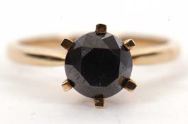 A 9ct black diamond ring, the round brilliant cut diamond, estimated approx. 2.0cts, in a six claw