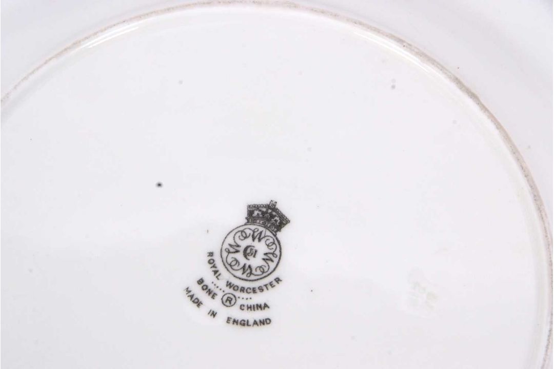 A Royal Worcester cabinet plate painted with a forest scene with bluebells, indistinctly signed - Image 4 of 4