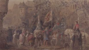 Corbould Edward Henry R.I. (1815-1905), 'Proclamation in Edinburgh', watercolour, signed and dated