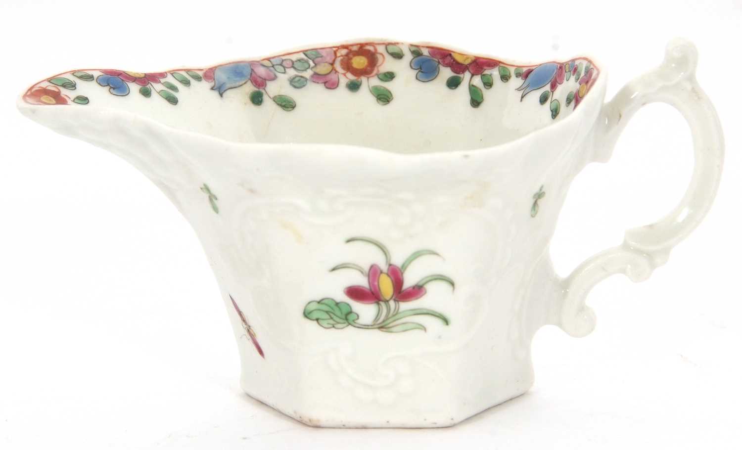 An 18th Century Worcester porcelain hexagonal cream boat, circa 1758 with a polychrome design ( - Image 3 of 7