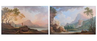Harper: Adolf Friedrich (German 1725-1806) pair of oils on canvas (re-lined) of landscape scenes
