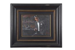 Fabian Perez (b.Bueno Aires,1967), 'Black Suit and Red Wine', oil on canvas, signed to lower right