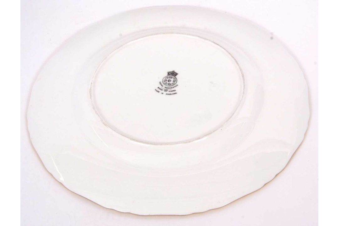 A Royal Worcester cabinet plate painted with a forest scene with bluebells, indistinctly signed - Image 3 of 4