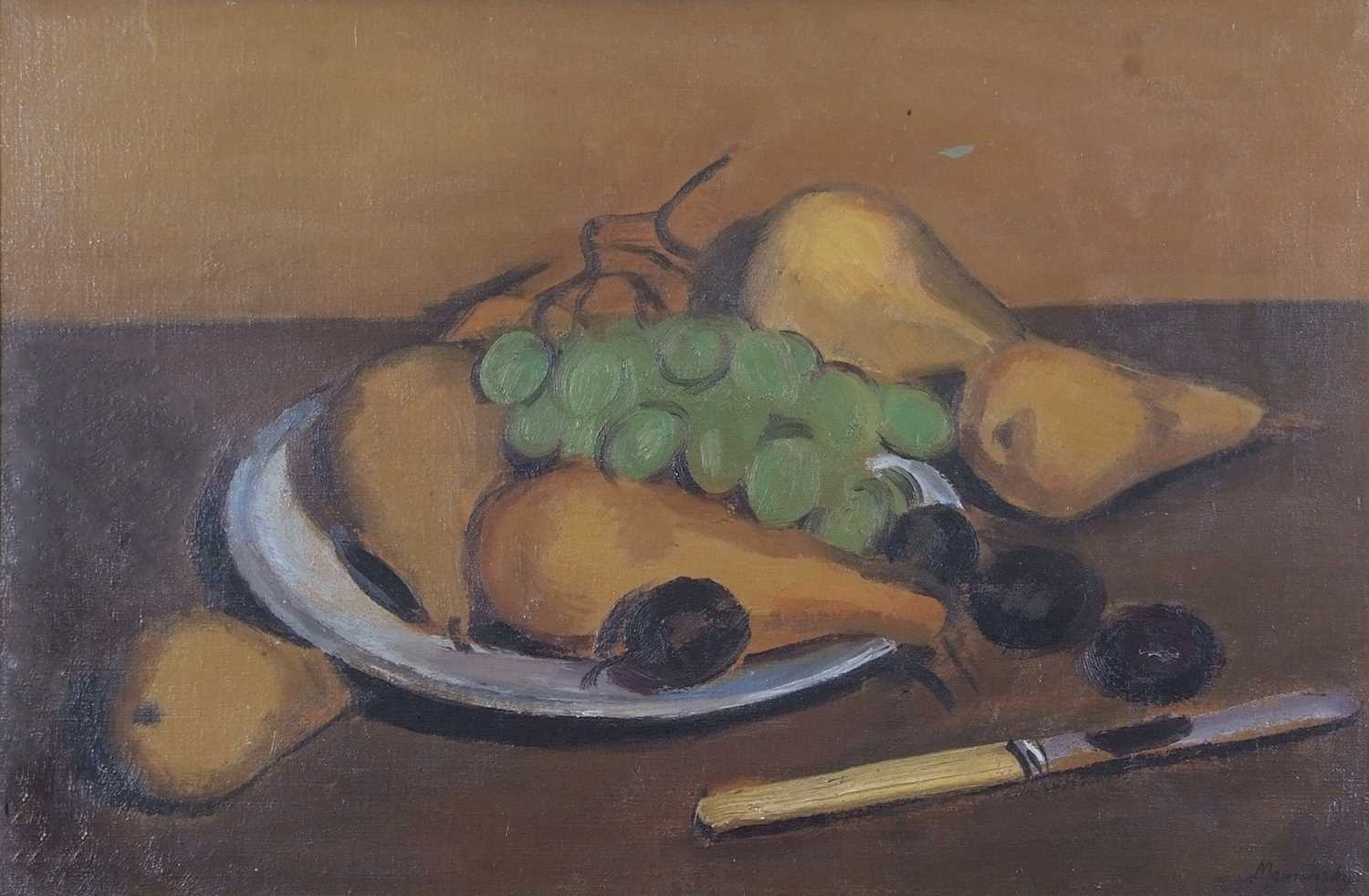 Bernard Meninsky (1891-1950), "Still Life-Pears", oil on canvas, signed, The Boydell Galleries label