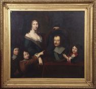 Follower of Jacob Van Loo (Dutch, 1614-1670), An unidentified group portrait of a lady and three