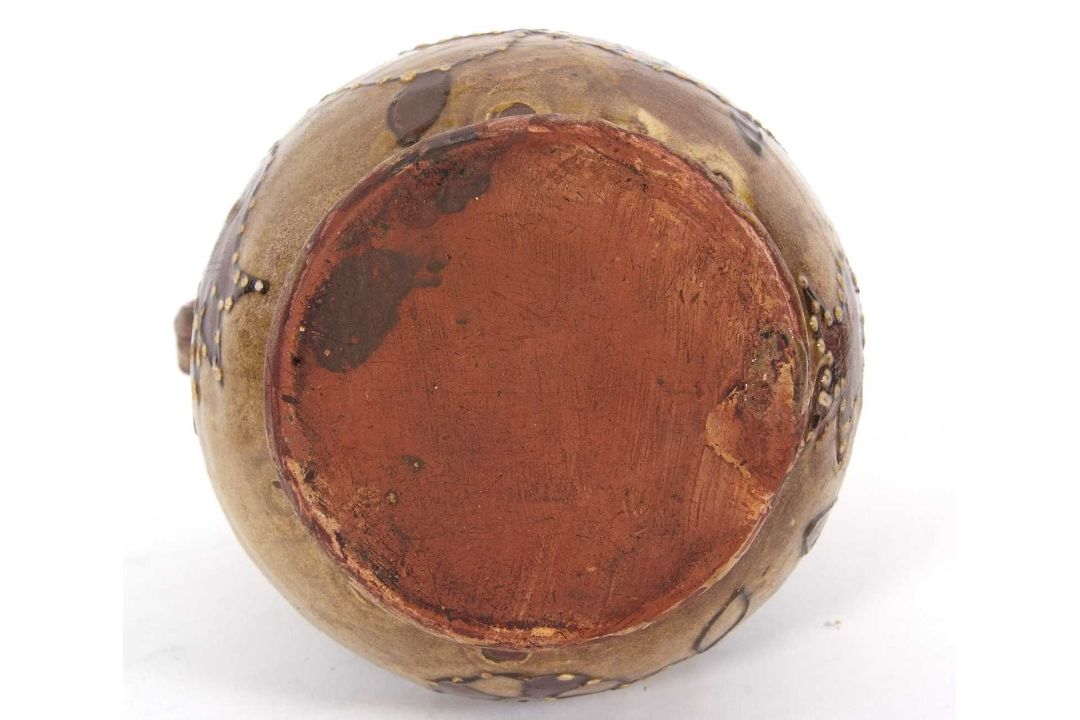 An early 18th Century pottery mug, possibly Devon slip ware decorated with tulips and dated 1743, - Image 6 of 7