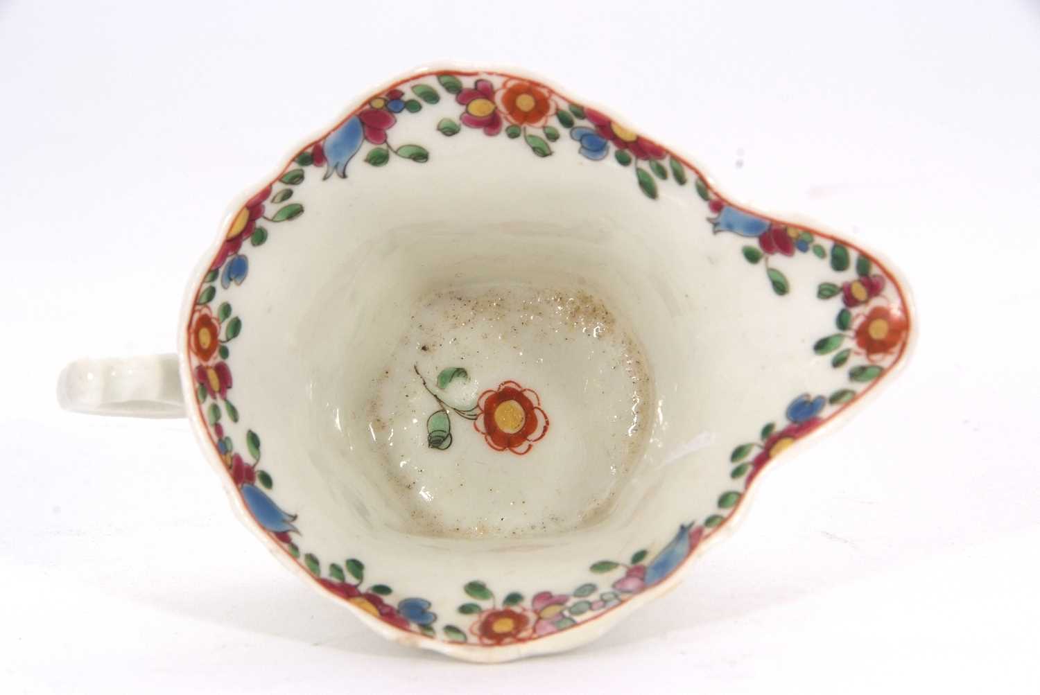 An 18th Century Worcester porcelain hexagonal cream boat, circa 1758 with a polychrome design ( - Image 6 of 7