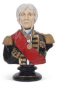 A ceramic bust of Lord Nelson from an Admiralty series, modelled by Michael Sutty, limited edition
