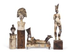 Sally MacDonell (B: 1971) - A group of Studio Pottery figures including a recumbent figure on