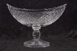 A large Waterford Crystal glass bowl on baluster stem