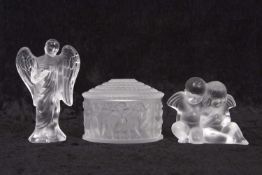 A Lalique frosted glass powder bowl and cover 