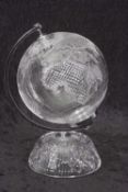 A Waterford Crystal desk-top globe, with chrome plated mounts, globe diameter approx 16cm, overall