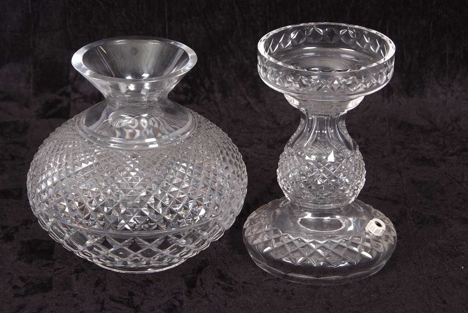 A Waterford cut crystal "Inishmann" table lamp, cut crystal lamp base with matching shade. 36 cm - Image 3 of 3