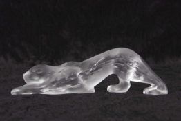 A Lalique Frosted Glass Model of a Zeila Panther late 20th century with etched signature to base