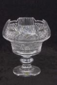 A large Waterford Crystal cut glass vase on a short baluster stem