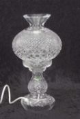 A late 20th Century Waterford crystal table lamp, 36 cm high good condition