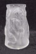 A Lalique Baby Elephant Vase moulded in relief with a frieze of baby elephants, etched signature