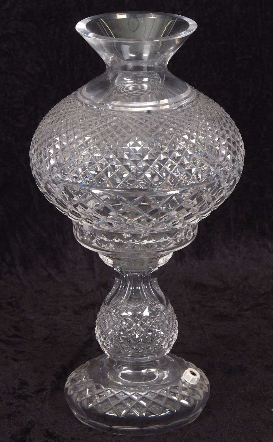 A Waterford cut crystal "Inishmann" table lamp, cut crystal lamp base with matching shade. 36 cm - Image 2 of 3