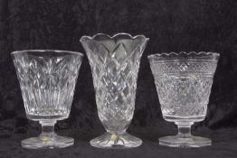 A group of three Waterford Crystal glass vases