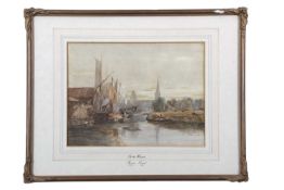 Thomas Lound (1802-1863), 'On The Wensum', watercolour, 22x29cm, framed and glazed