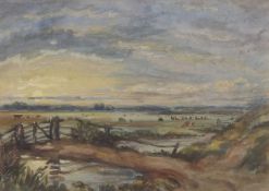 Thomas Lound (1802-1863), 'Norfolk Marshes', watercolour, unsigned, Spink and Son Ltd attribution