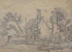 In the manner of John Sell Cotman (1782-1842), Rural cottage scene, pencil on paper, unsigned,