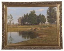 G.H.Thirtle (British, 20th century), 'The Marshes at Ringland', oil on board, signed, 44x58cm,