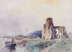 Jack Cox (1914-2007), St. Benets Abbey, watercolour, signed,19.5x27cm, framed and glazed