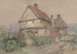 Alfred Richardson Barber ARDS NBA (1841-1925), 'Peg Tiled Cottage', watercolour, 32x23, framed and