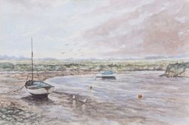 George Hewitt (British, 20th century), North Norfolk coastal scene, watercolour, signed, 26x39cm,