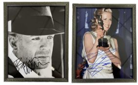 A pair of framed and glazed colour photographs bearing the signatures of Kim Basinger and Bruce