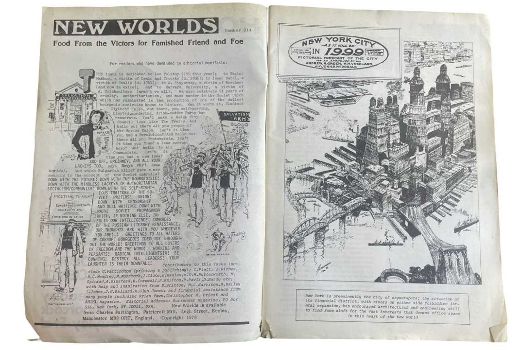 NEW WORLDS, issue 214, 1978. Original paper covers (small loss to bottom left corner). A heavily - Image 2 of 3