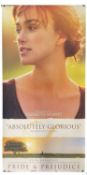 A large double-sided cinema advertising banner for Pride and Prejudice, starring Keira Knightley