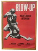A framed reproduction one sheet poster for Blow Up, starring Vanessa Redgrave and Sarah Miles Framed