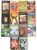 A collection of vintage copies of The Evergreen Review magazine, a US based literary publications